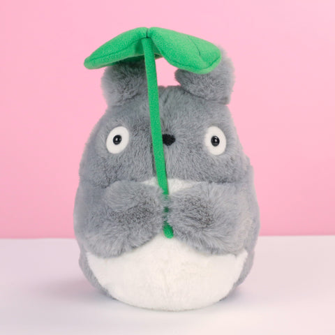 NEU! Super Soft Grauer Totoro Plüschfigur mit Blatt!