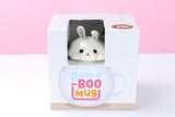 Kawaii Weiße Kanichen Tasse mit Deckel - Peek a Boo Mug
