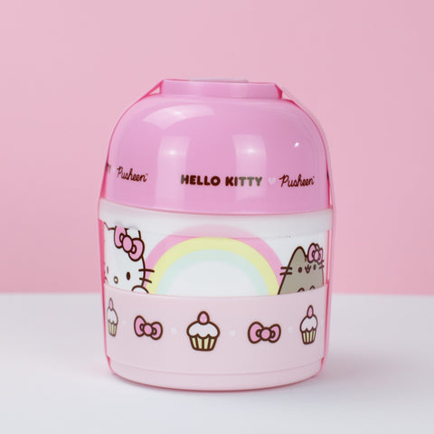 Runde Kawaii Pusheen x Hello Kitty Bento Box gestapelt