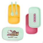 Kawaii Pusheen x Hello Kitty Doppeldecker Bento Box mit Besteck